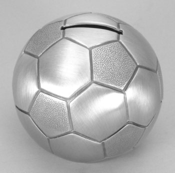Pewter Finish Soccer Ball Bank